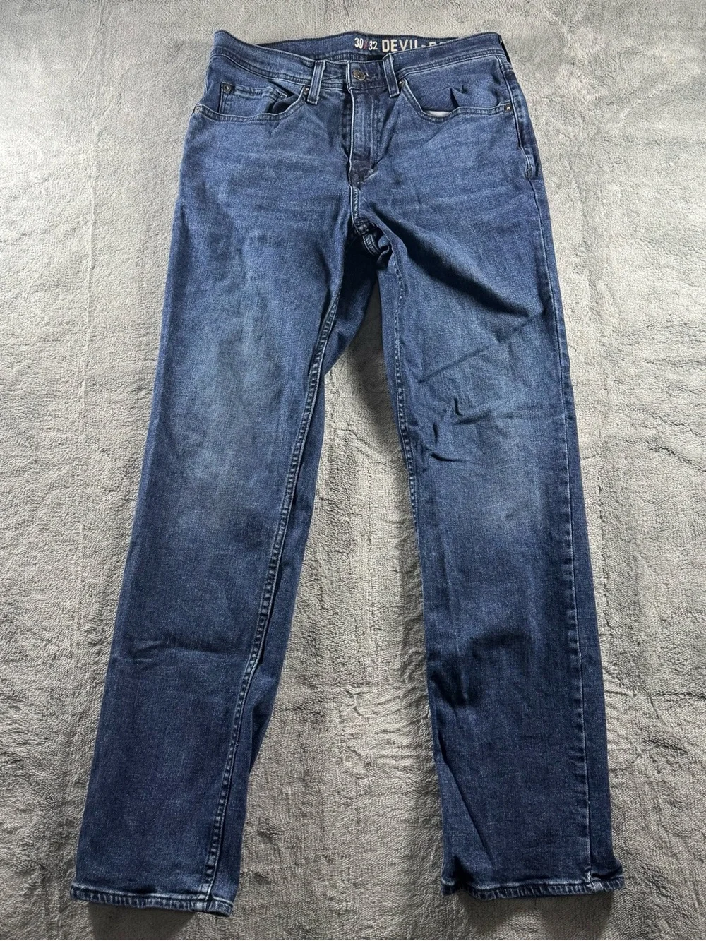 Devil Dog Men's Size 30 x 32 Slim Straight Blue Denim Jeans